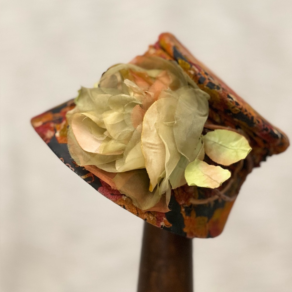 Handmade Floral Vintage Bucket Hat with Large Flower